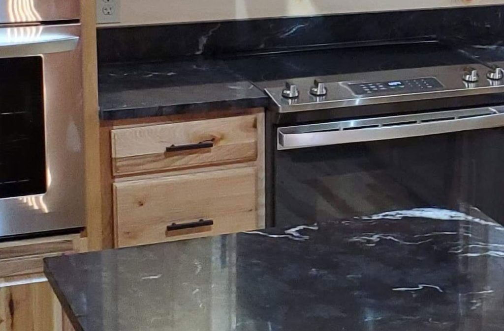 The timeless combination of black granite countertops